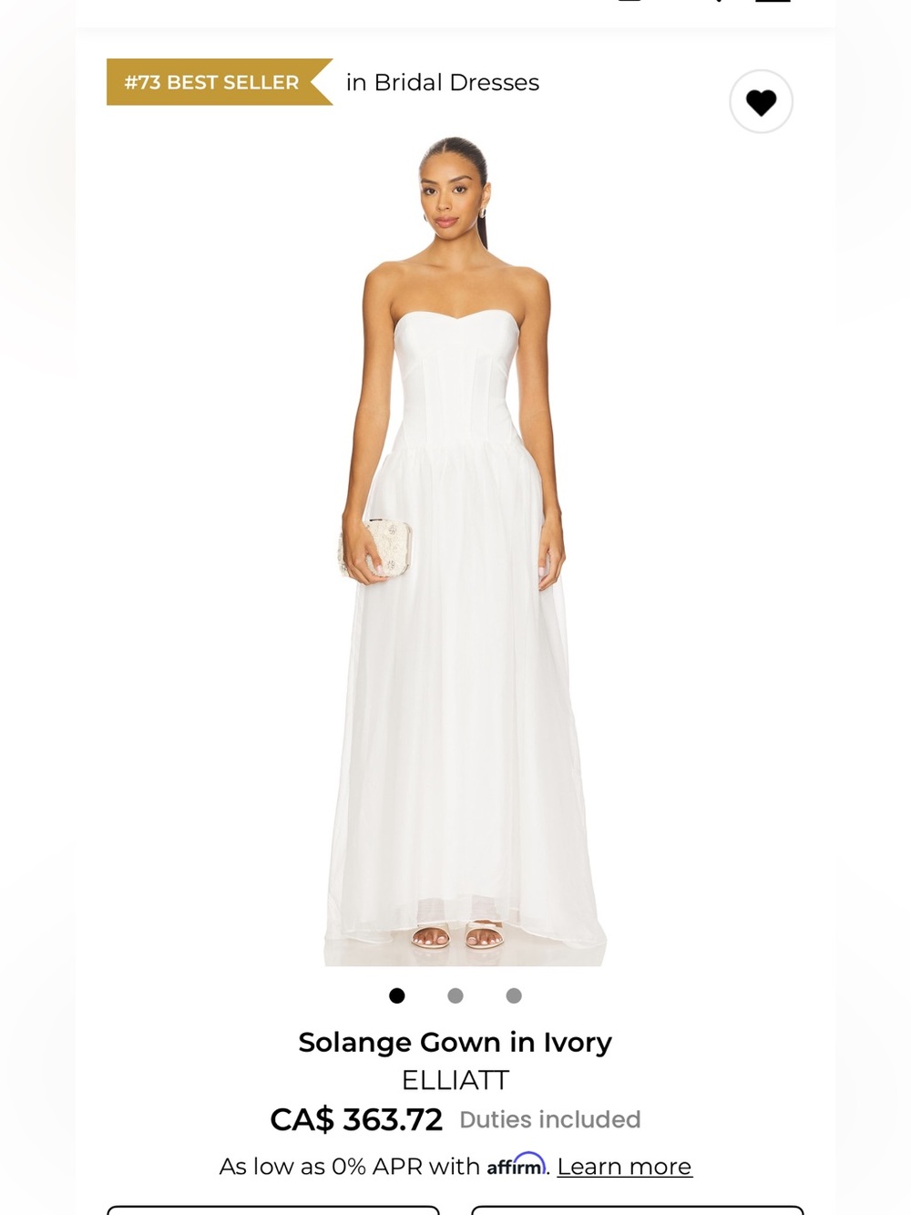 Elliatt Strapless Floor-Length Gown in Ivory
